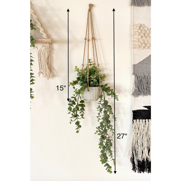 2x Hanging Faux Eucalyptus Plant in Handmade Concrete Pot - Picture 6 of 8